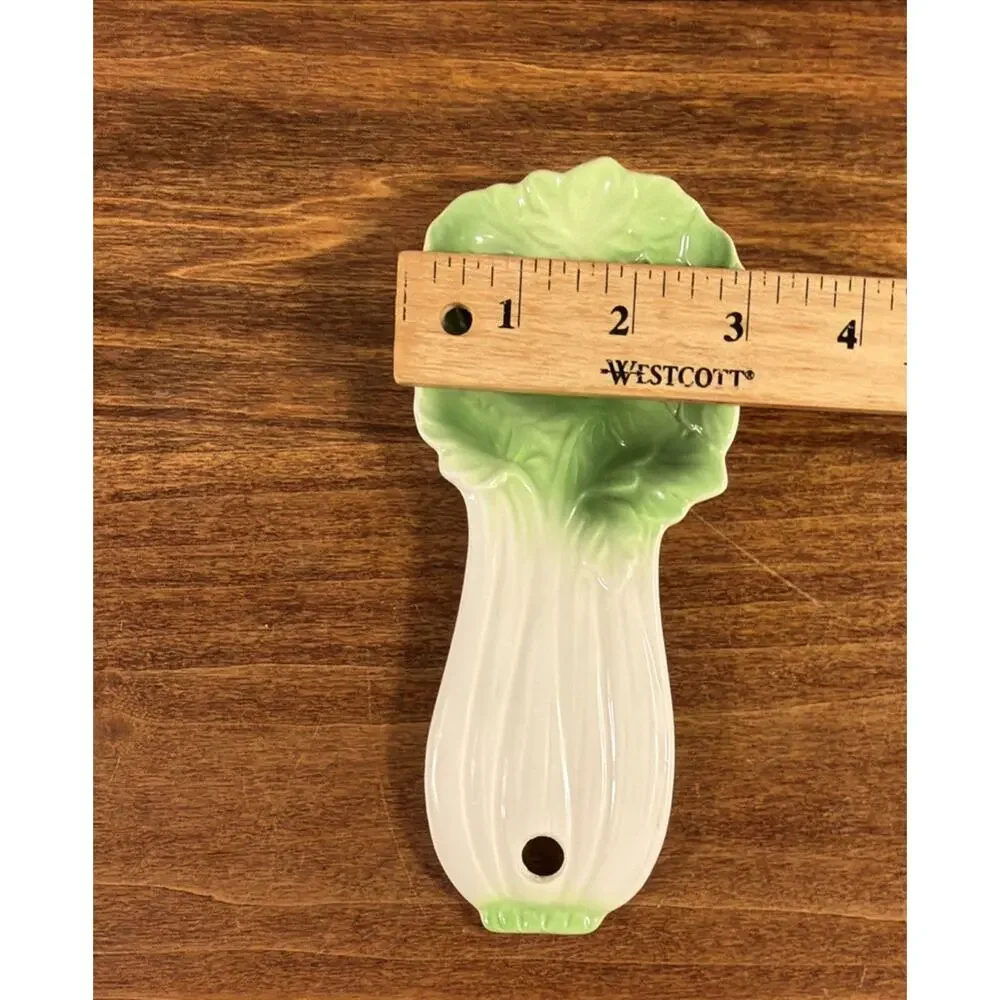 Vintage Pier 1 Green White Spoon Rest Bokchoy Celery Hanging Decor Made Japan